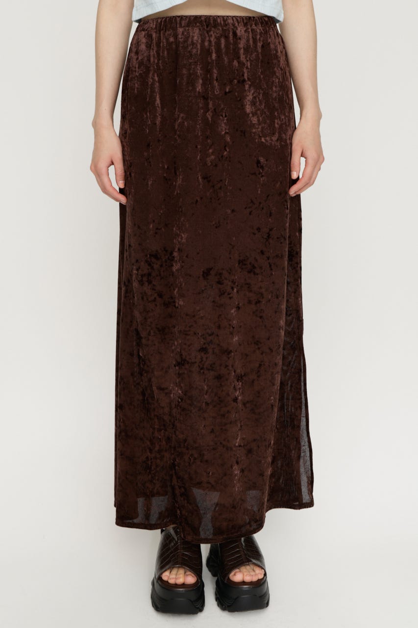SHEER CHENILLE ロングスカート BRN FREE