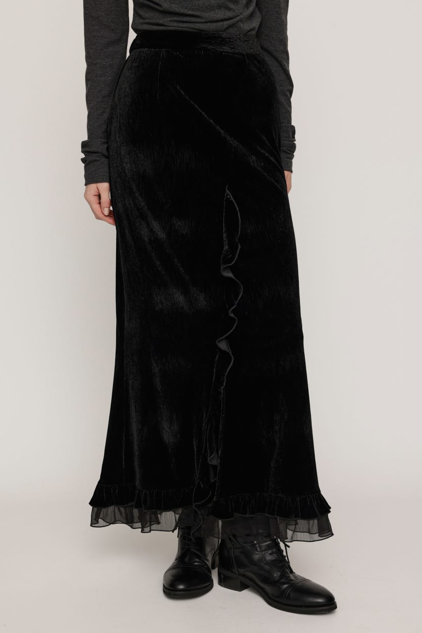 VELOURS FRILL スカート BLK 1