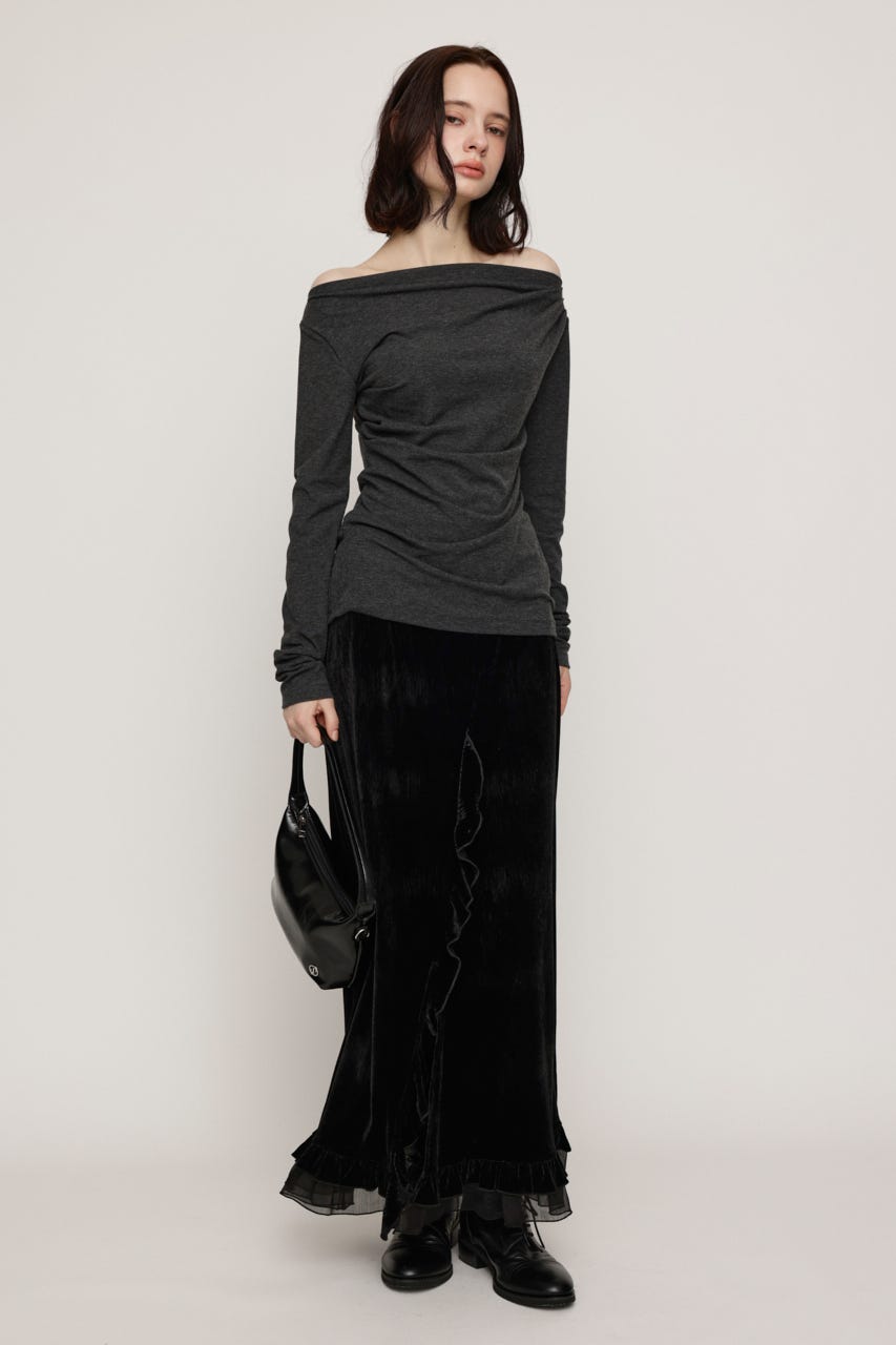 VELOURS FRILL スカート BLK 1