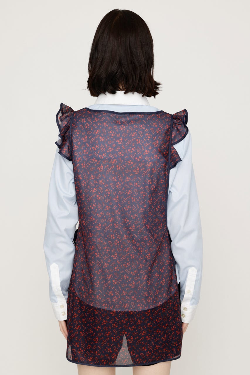 PIPING FRILL APRON M/RED FREE