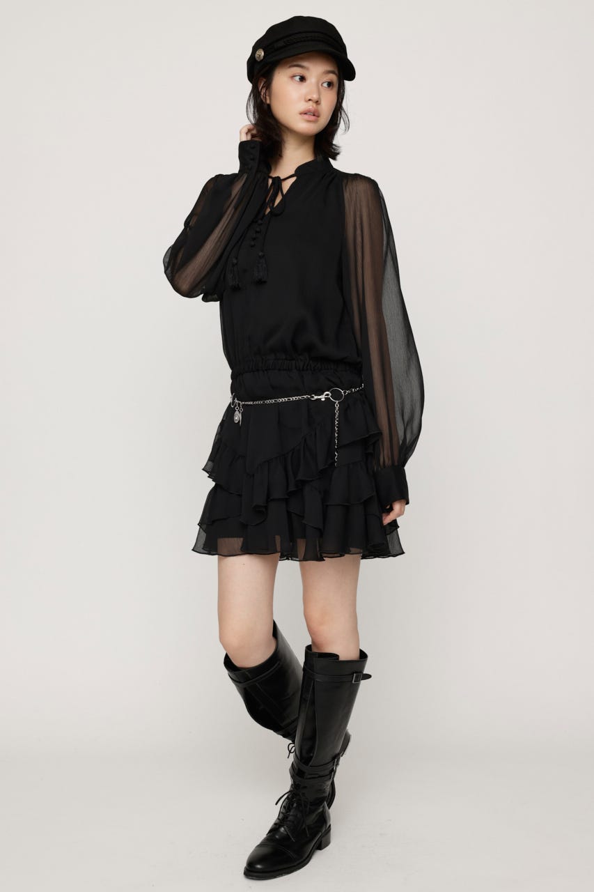 STAND TASSEL FRILL ショートワンピース