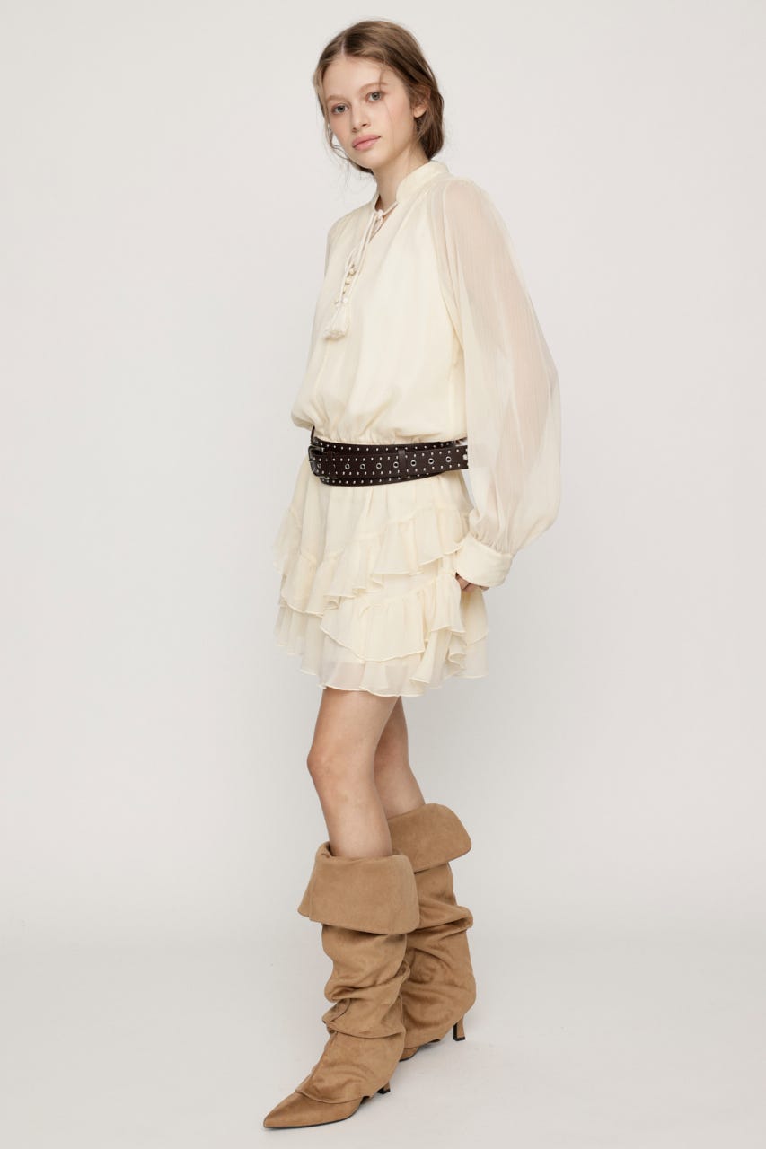 STAND TASSEL FRILL ショートワンピース IVOY 1