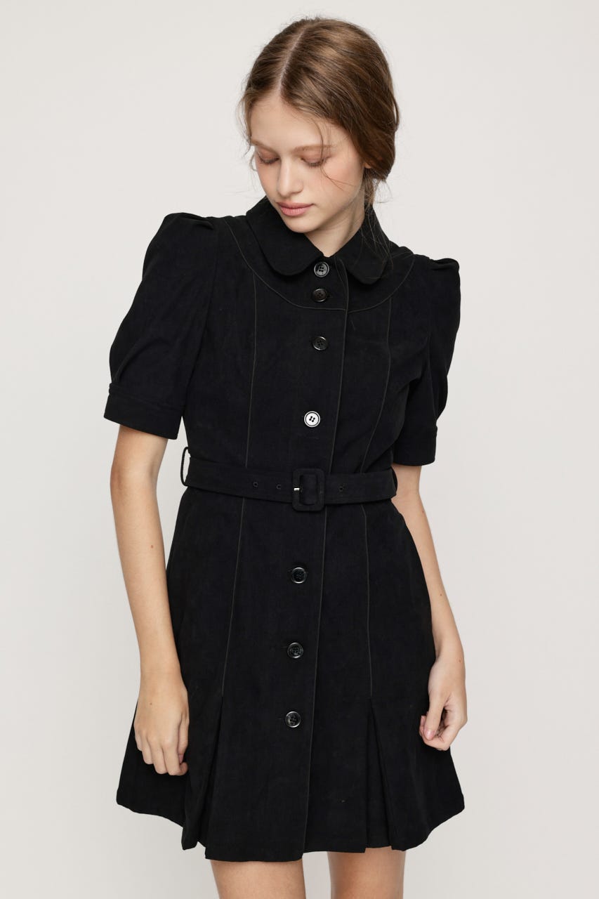 【AW PRE ORDER 第2弾】COLLAR BUTTON ショートワンピース BLK 1