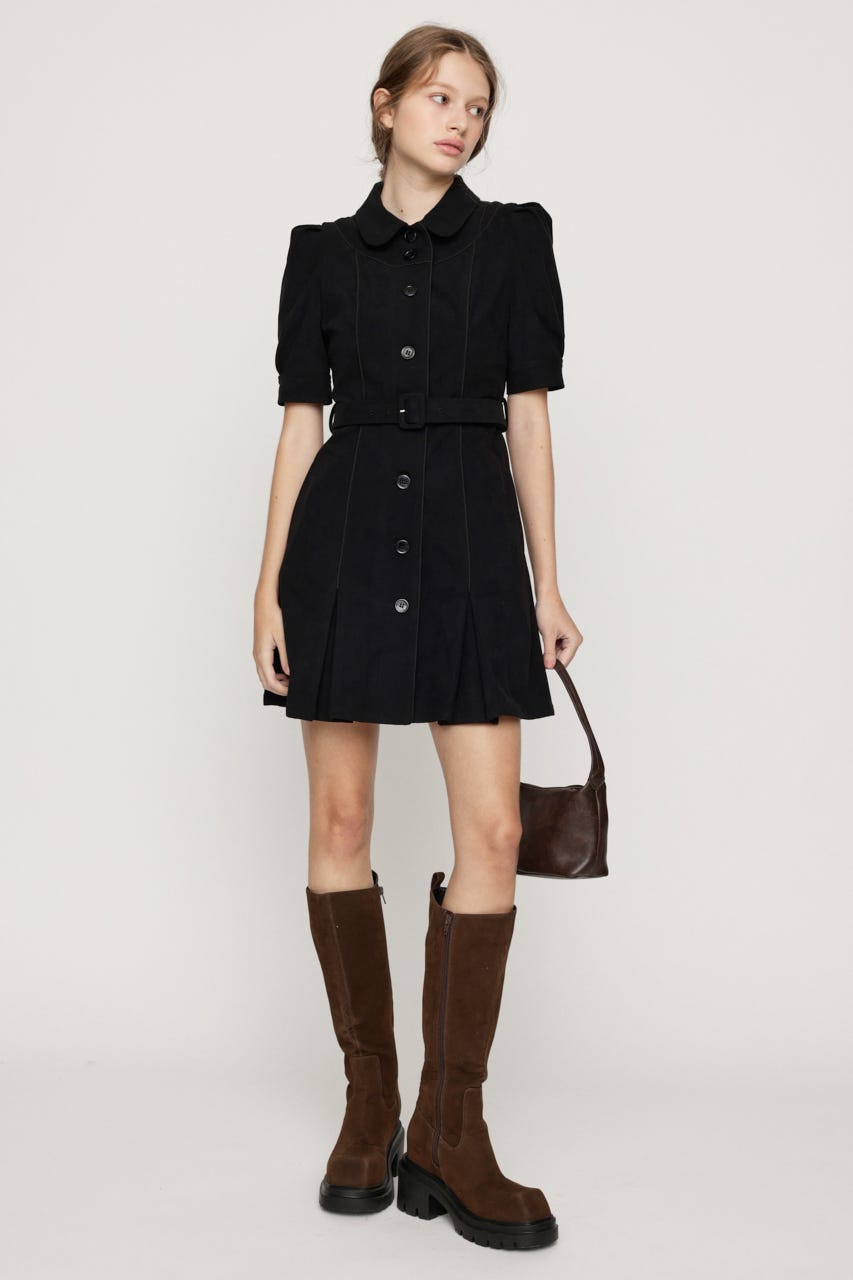 【AW PRE ORDER 第2弾】COLLAR BUTTON ショートワンピース BLK 1