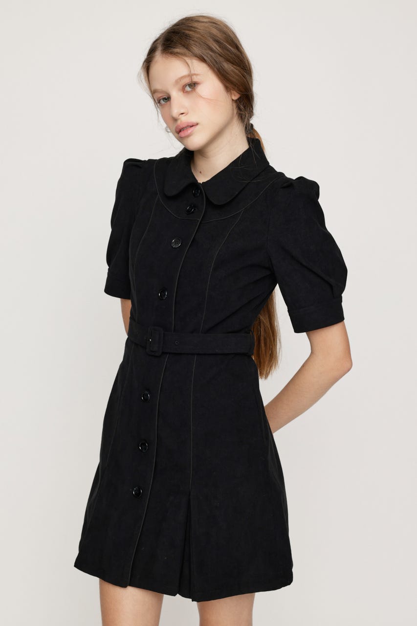 【AW PRE ORDER 第2弾】COLLAR BUTTON ショートワンピース BLK 1