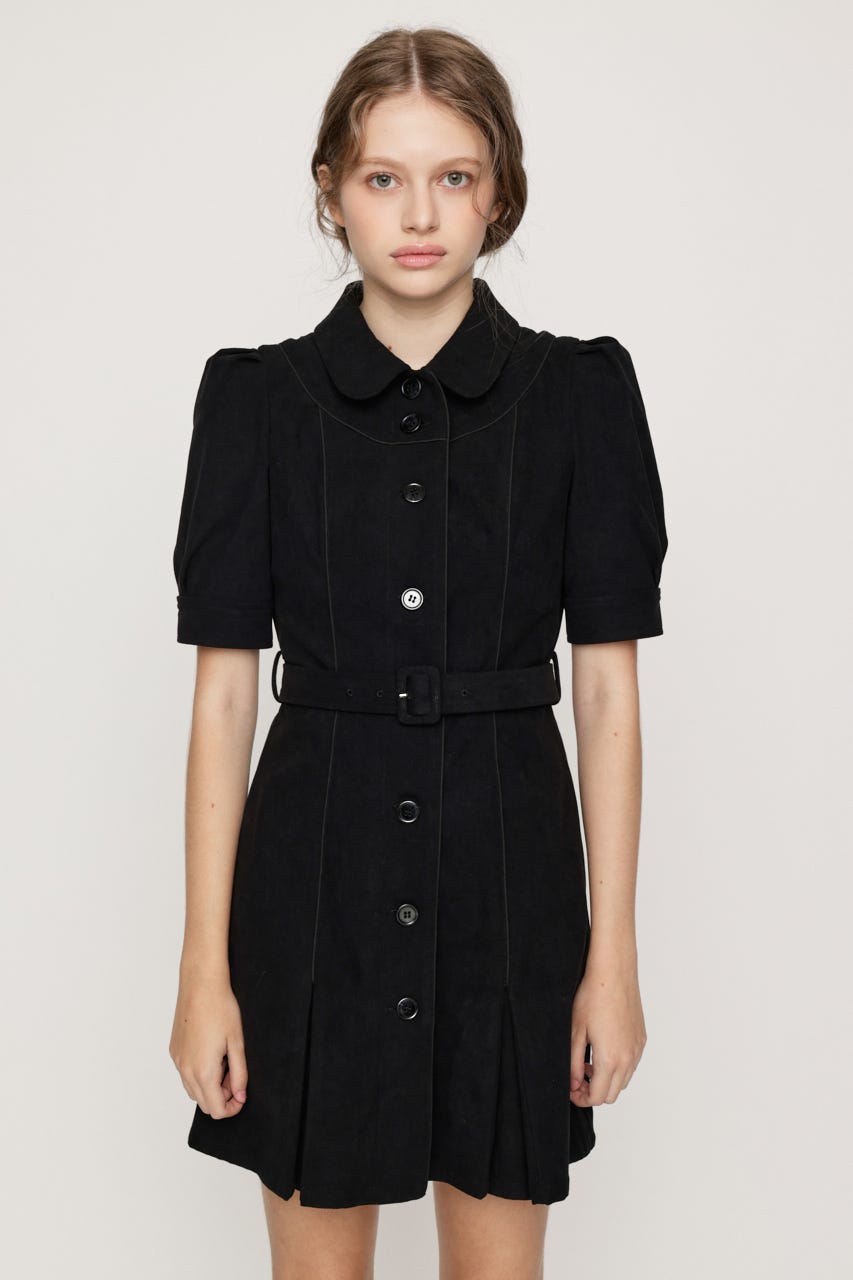 【AW PRE ORDER 第2弾】COLLAR BUTTON ショートワンピース BLK 1