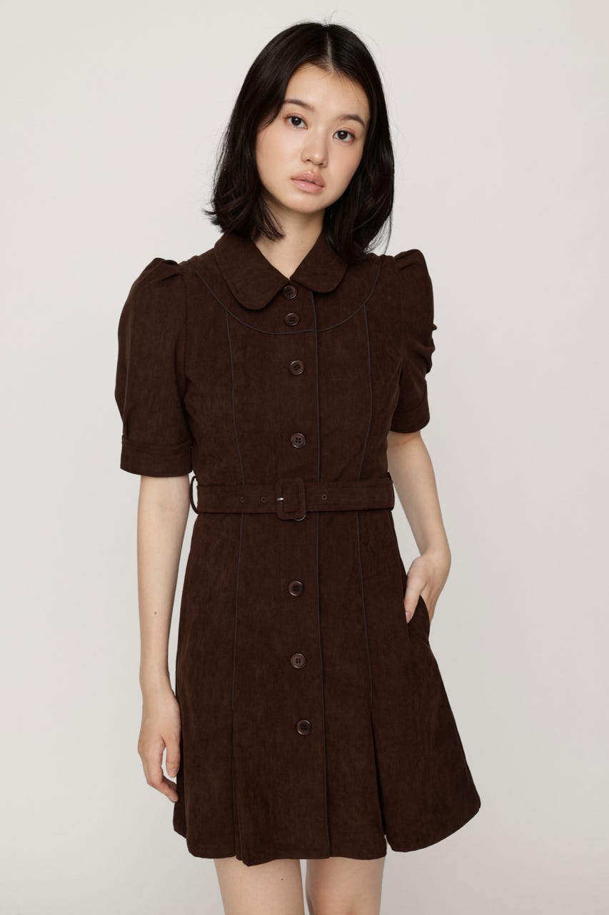 【AW PRE ORDER 第2弾】COLLAR BUTTON ショートワンピース BRN 2