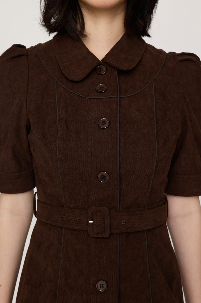 【AW PRE ORDER 第2弾】COLLAR BUTTON ショートワンピース BRN 2
