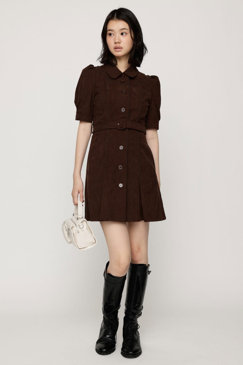 【AW PRE ORDER 第2弾】COLLAR BUTTON ショートワンピース BRN 2
