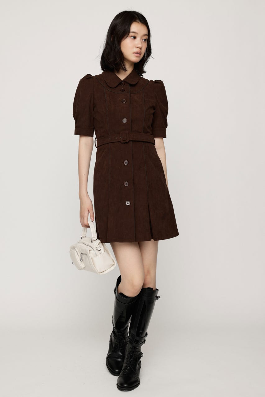 【AW PRE ORDER 第2弾】COLLAR BUTTON ショートワンピース BRN 2