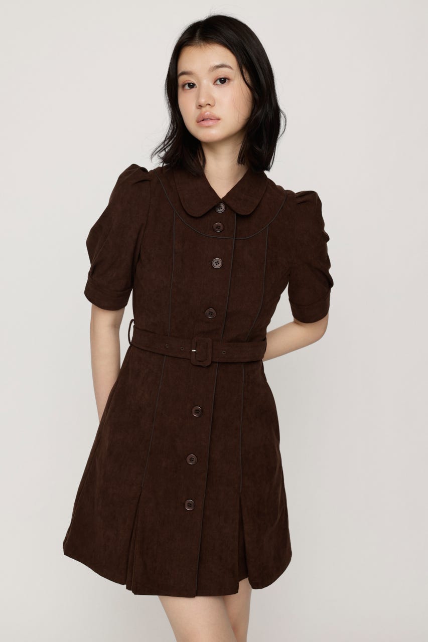 【AW PRE ORDER 第2弾】COLLAR BUTTON ショートワンピース BRN 2