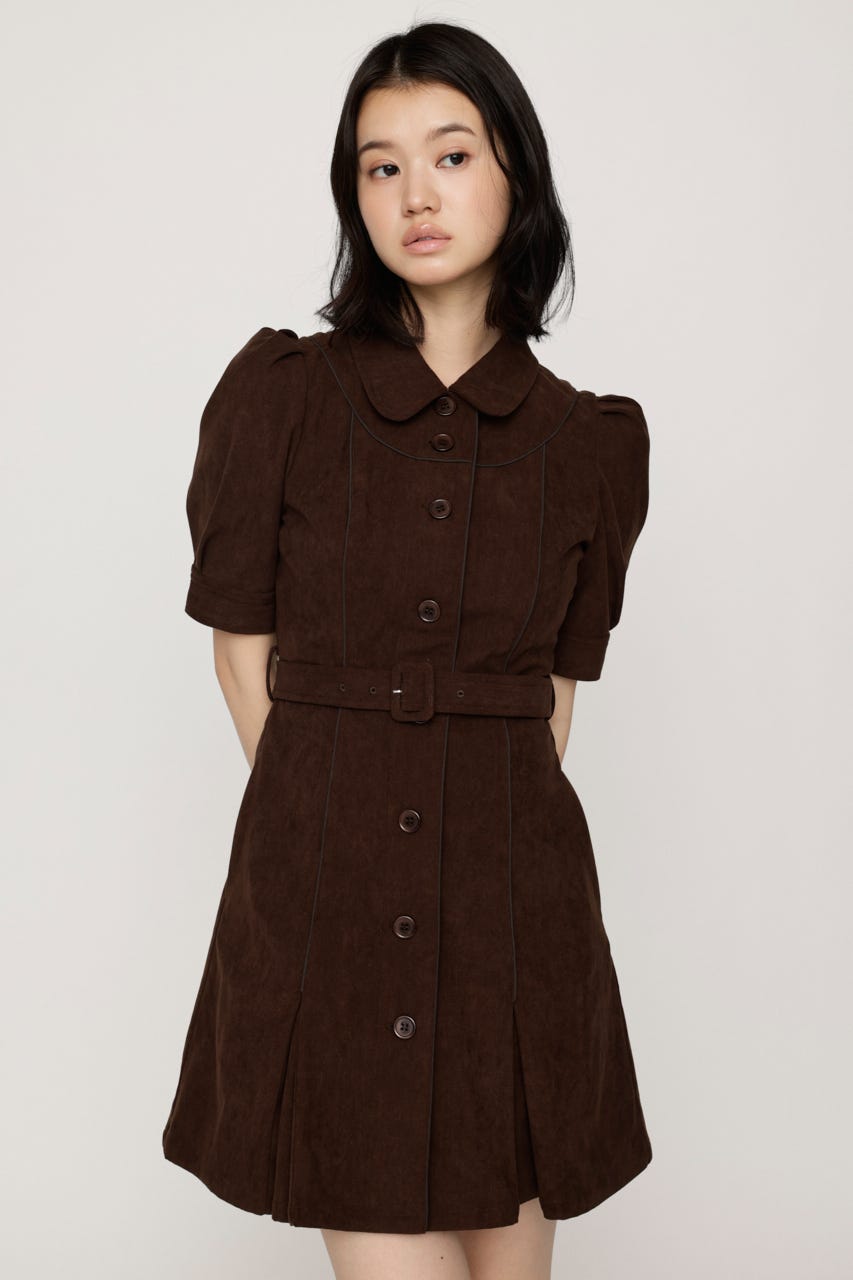 【AW PRE ORDER 第2弾】COLLAR BUTTON ショートワンピース BRN 2