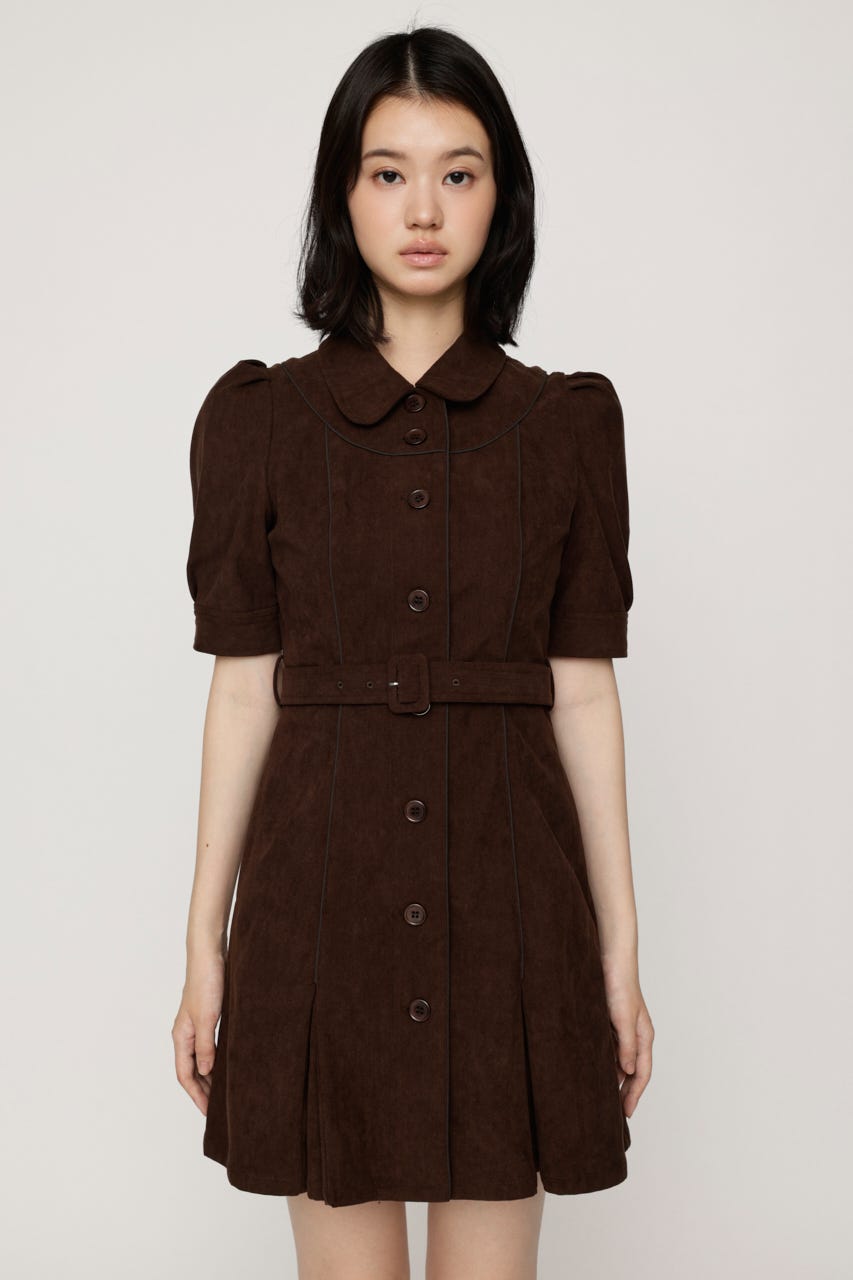 【AW PRE ORDER 第2弾】COLLAR BUTTON ショートワンピース BRN 2