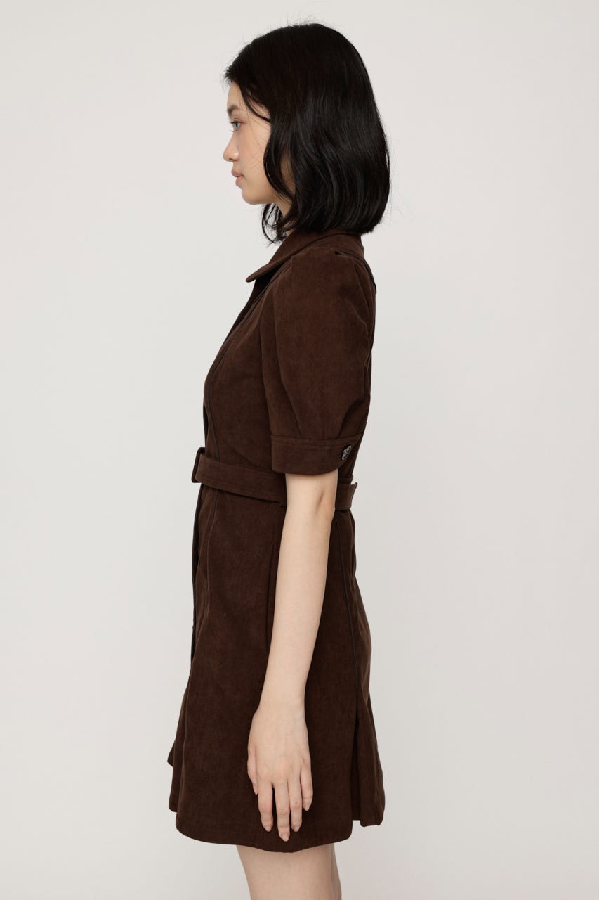 【AW PRE ORDER 第2弾】COLLAR BUTTON ショートワンピース BRN 2