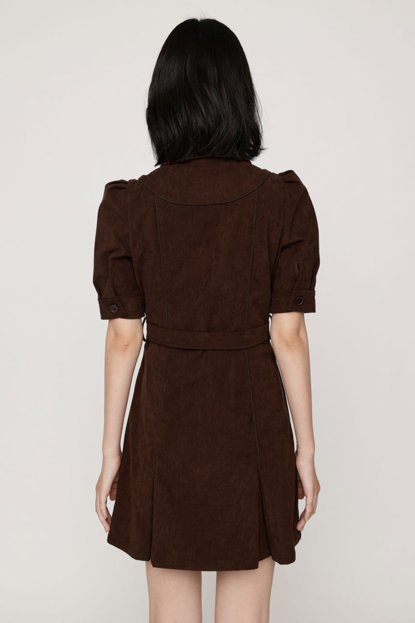 【AW PRE ORDER 第2弾】COLLAR BUTTON ショートワンピース BRN 2