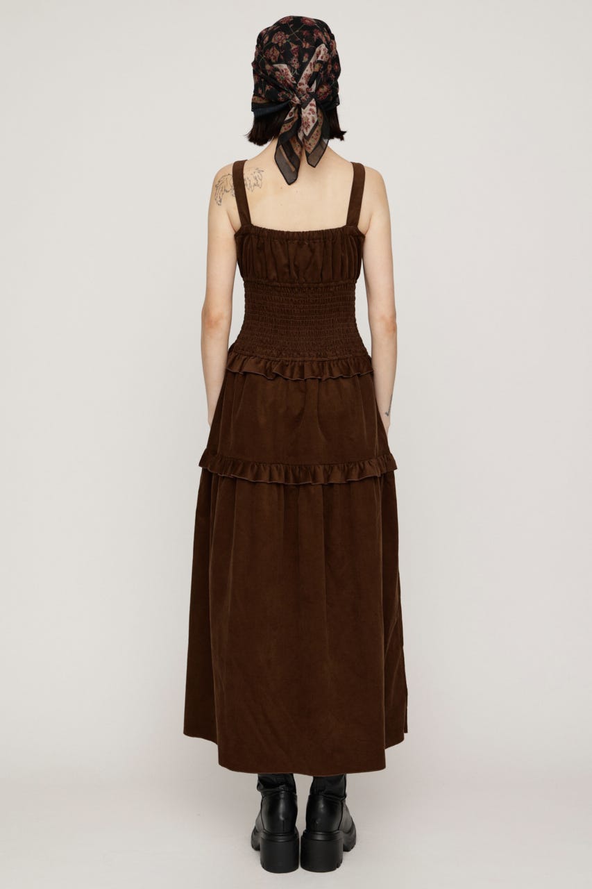 SHIRRING FRILL ロングワンピース BRN 1