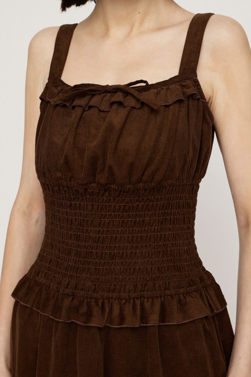 SHIRRING FRILL ロングワンピース BRN 1