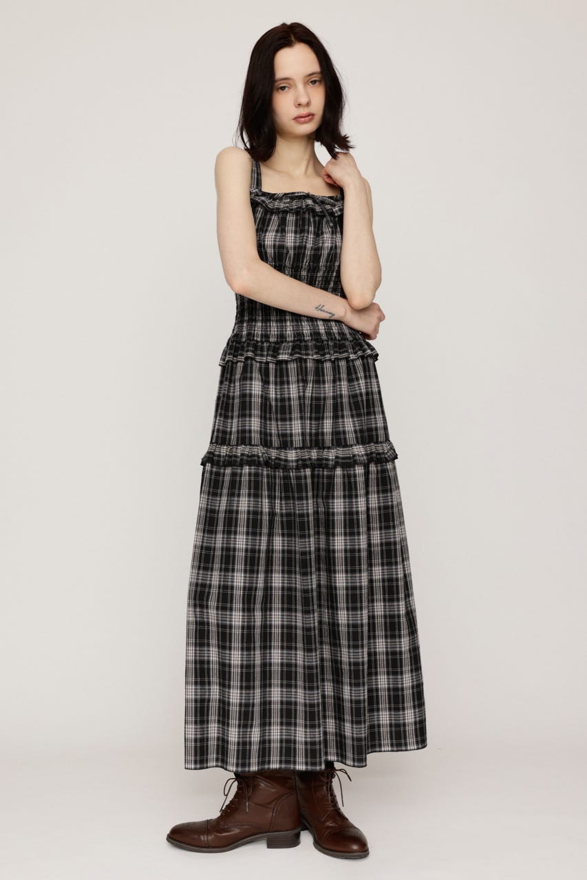 SHIRRING FRILL ロングワンピース M/BLK 2