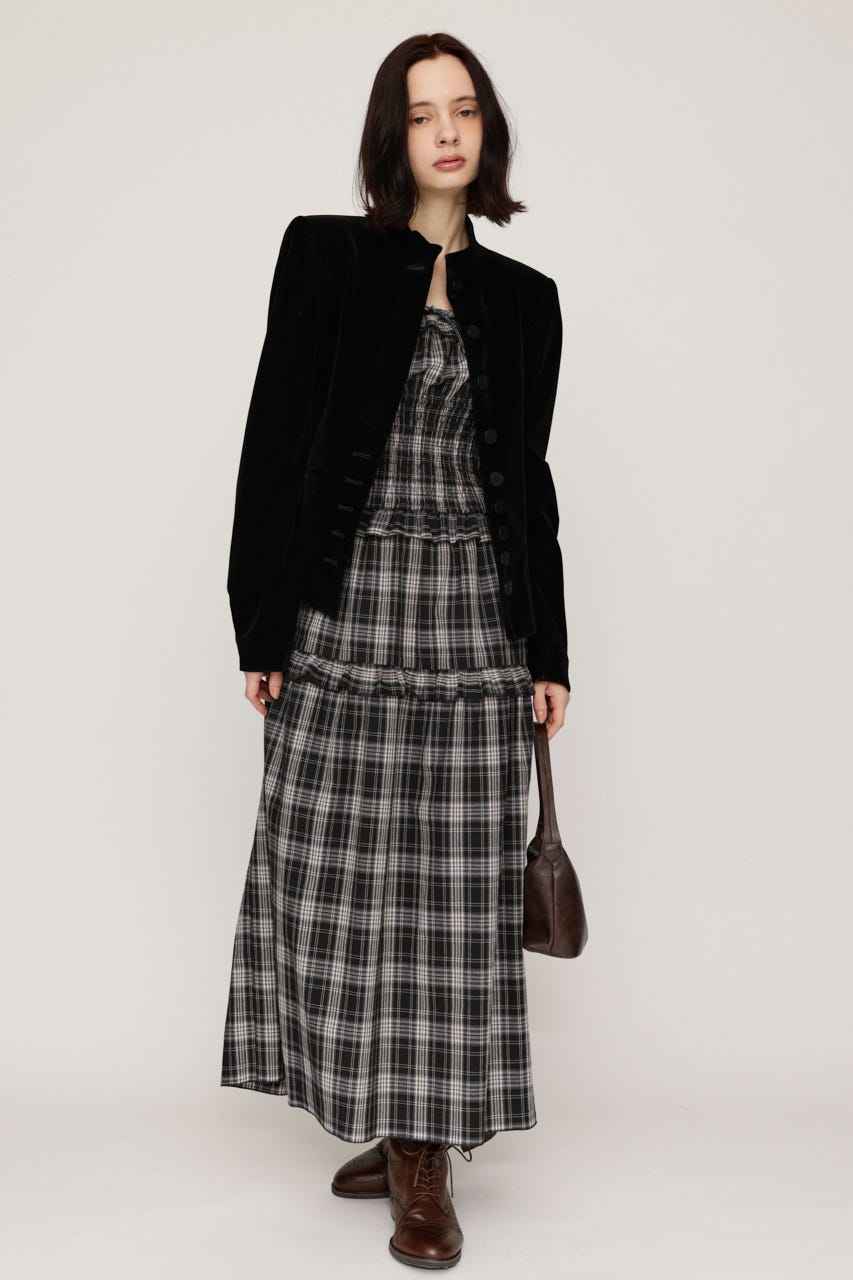 SHIRRING FRILL ロングワンピース M/BLK 2