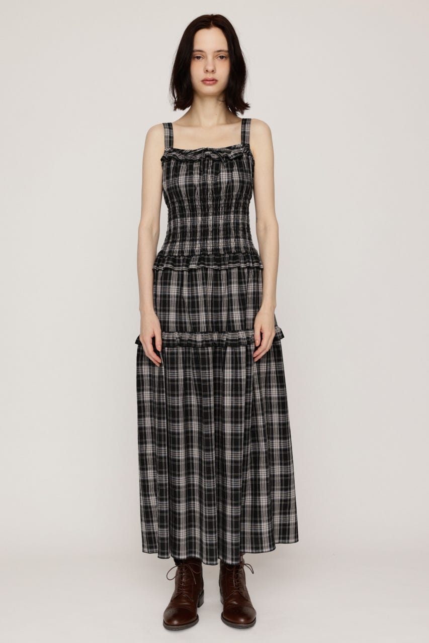 SHIRRING FRILL ロングワンピース M/BLK 2