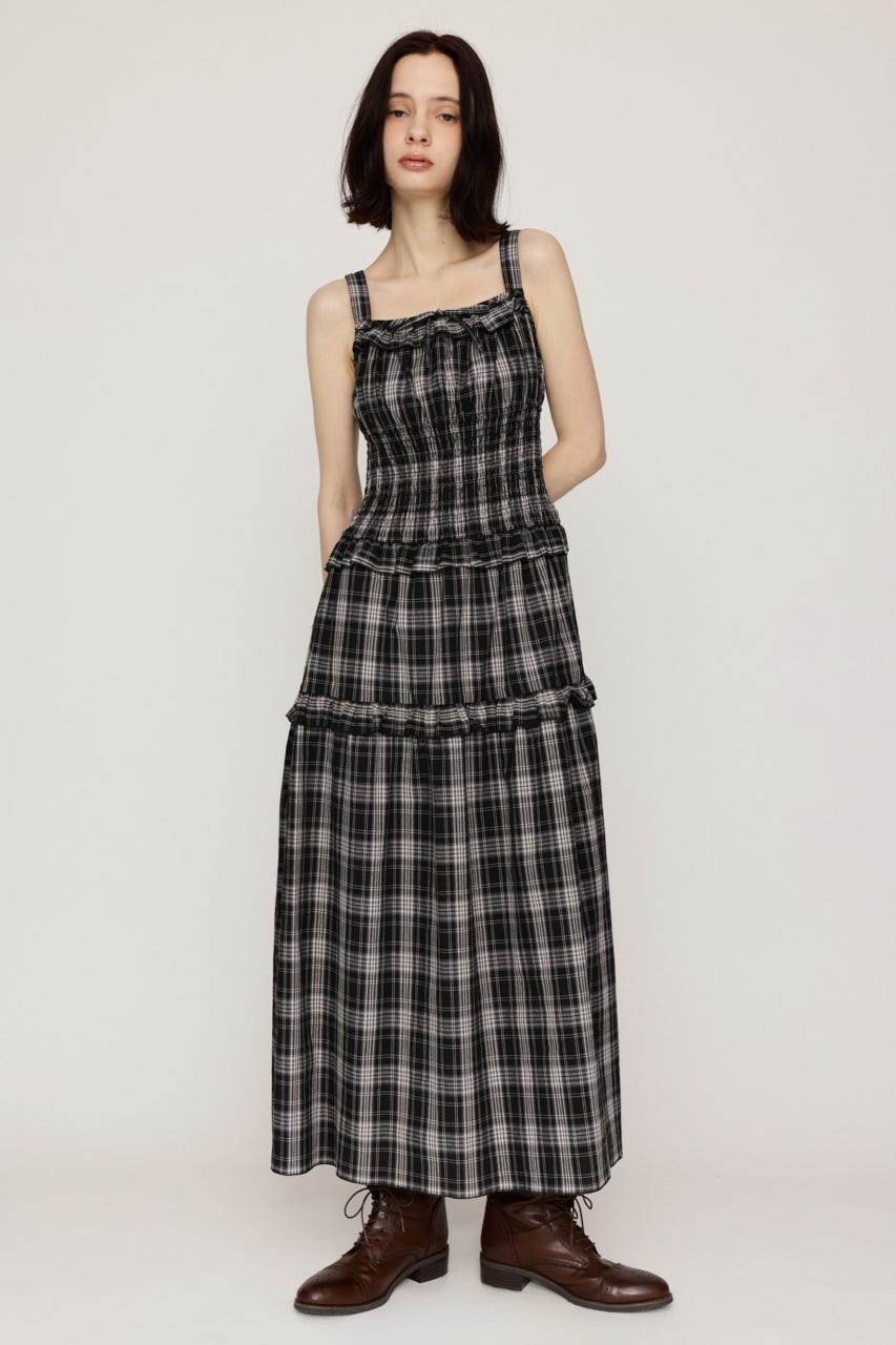 SHIRRING FRILL ロングワンピース M/BLK 2