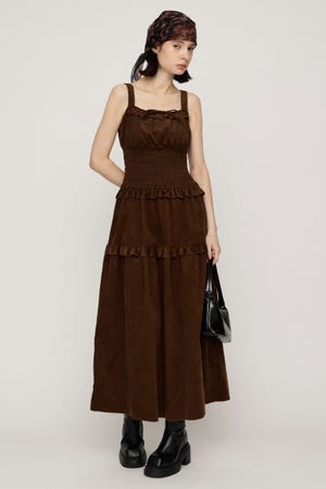 SHIRRING FRILL ロングワンピース