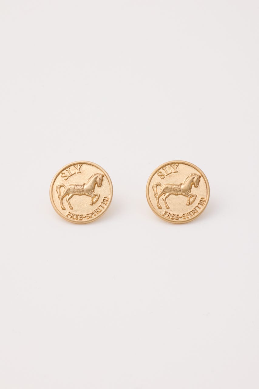HORSE COIN CHARM ピアス GLD FREE