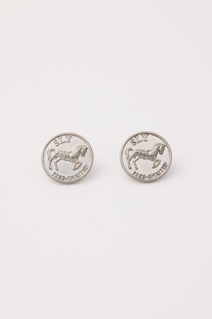 HORSE COIN CHARM ピアス SLV FREE