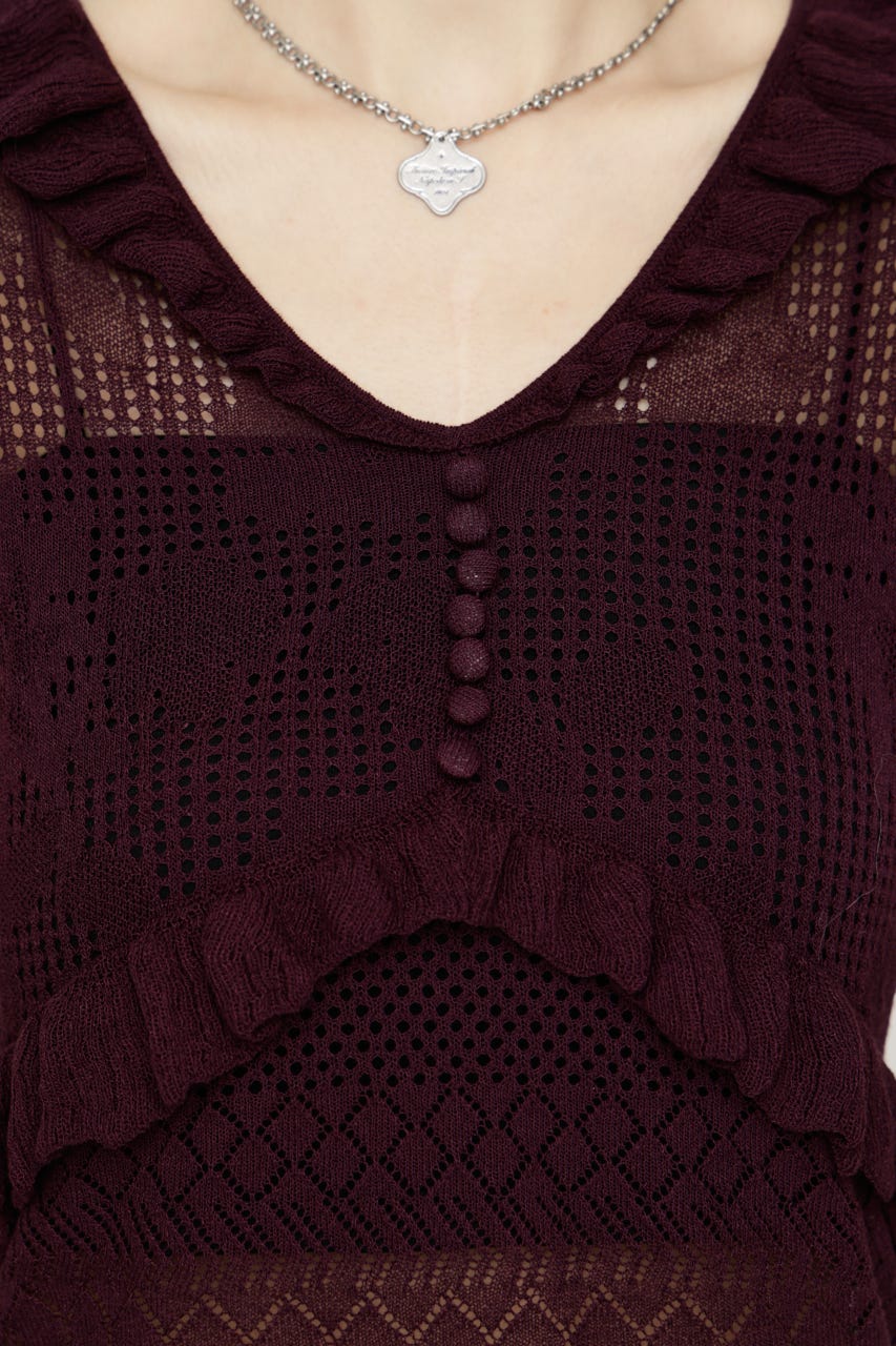 CROCHET FRILL トップス D/PUR FREE