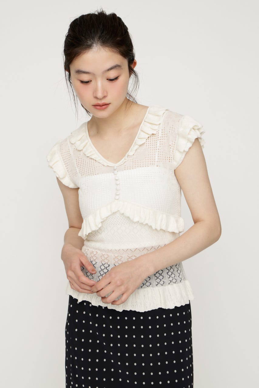 CROCHET FRILL トップス IVOY FREE