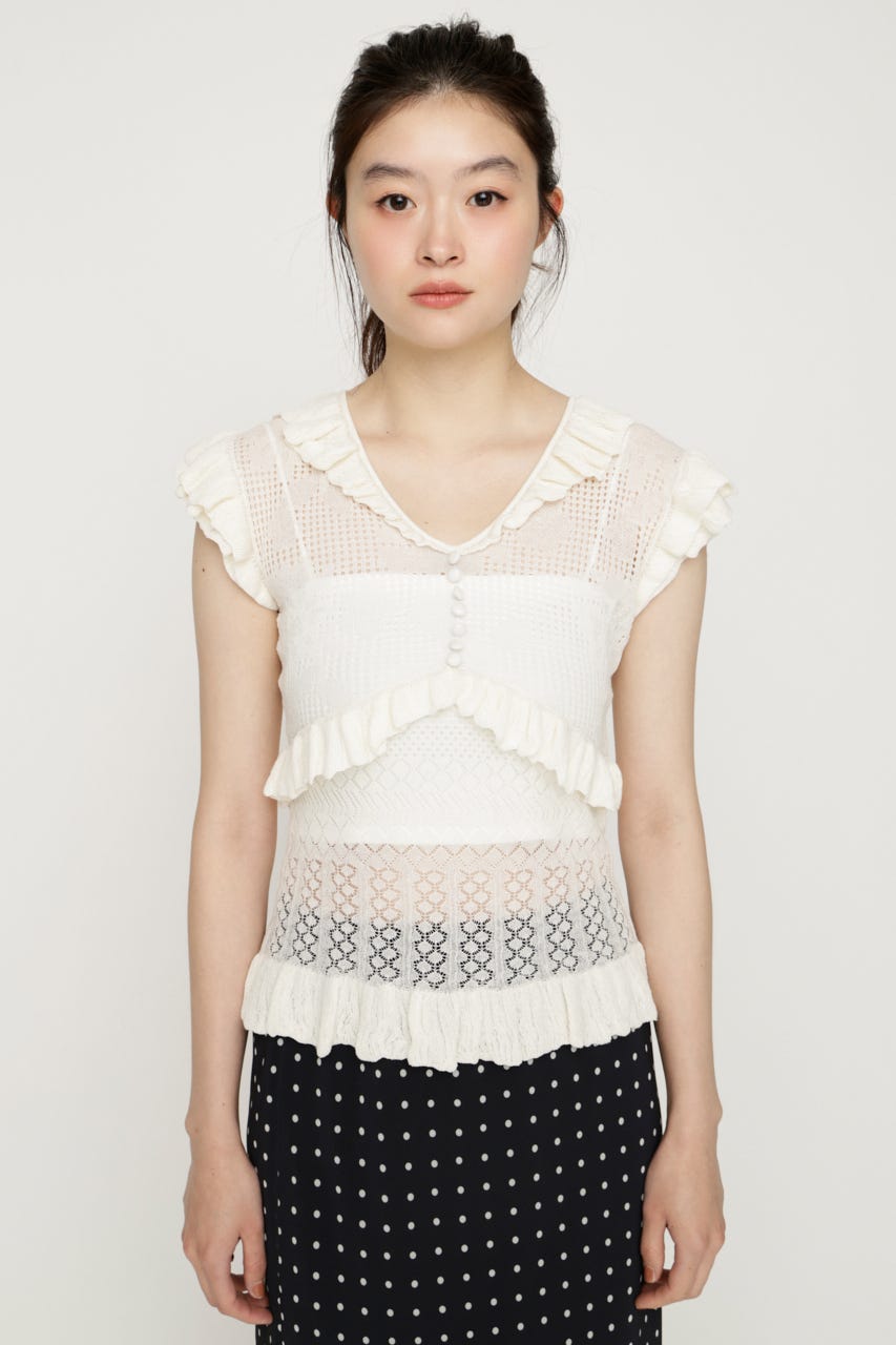 CROCHET FRILL トップス IVOY FREE