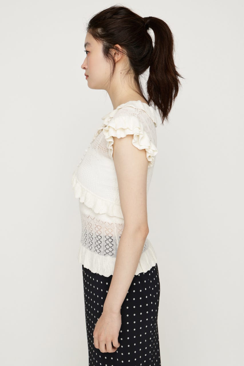 CROCHET FRILL トップス IVOY FREE