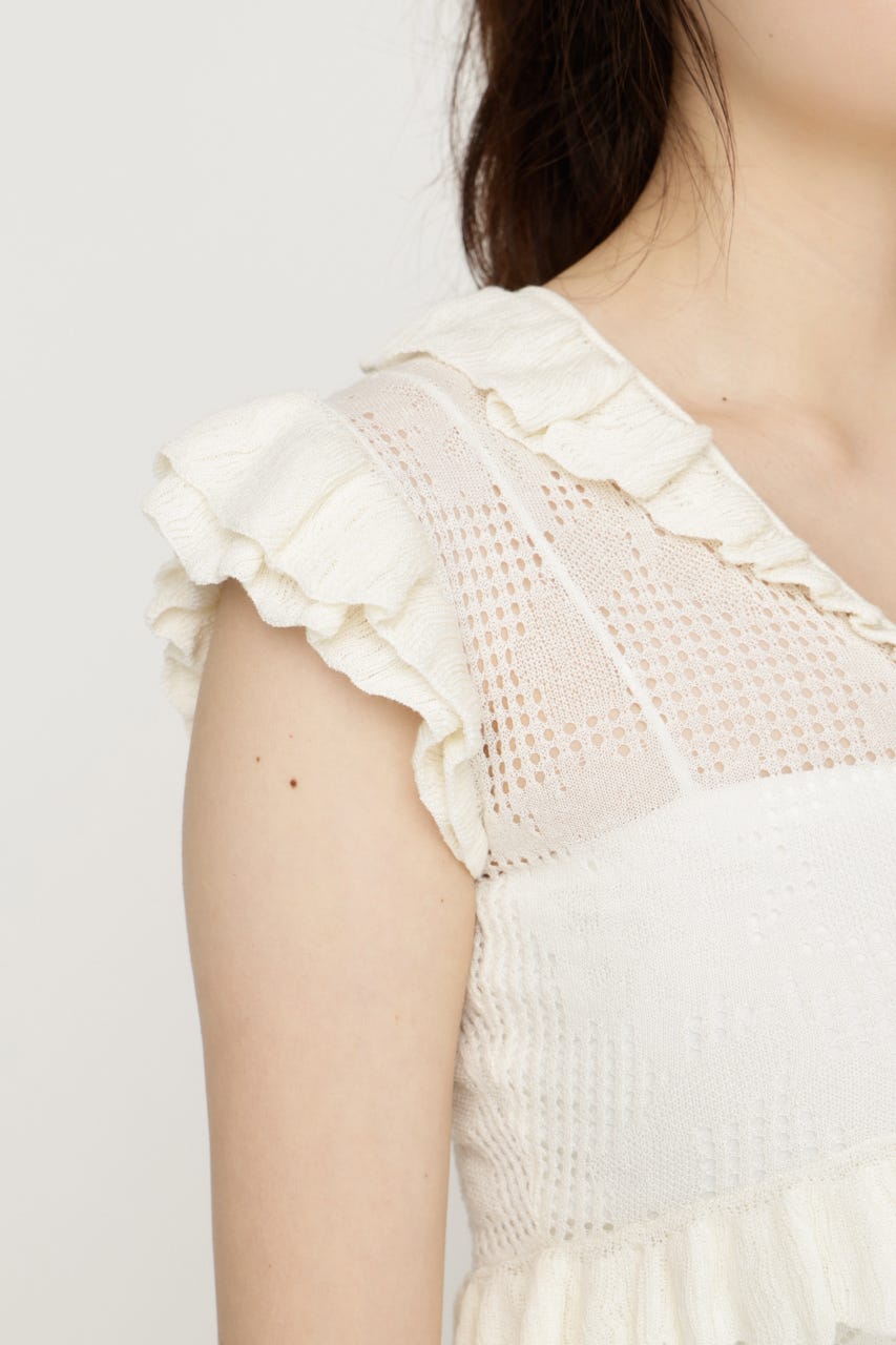 CROCHET FRILL トップス IVOY FREE