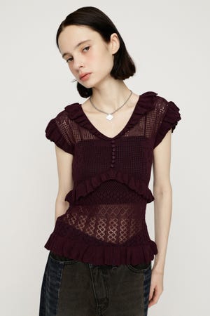 CROCHET FRILL トップス