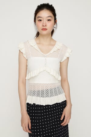 CROCHET FRILL トップス