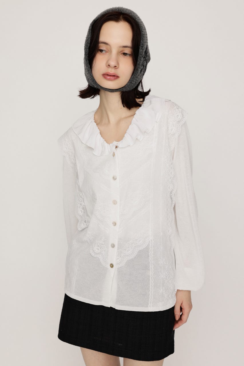 CLASSICAL HG KNIT ブラウス O/WHT FREE