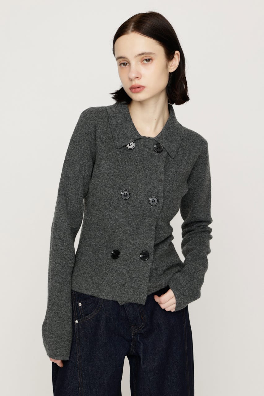 【AW PRE ORDER 第2弾】DOUBLE BUTTON KNIT ジャケット D/GRY FREE
