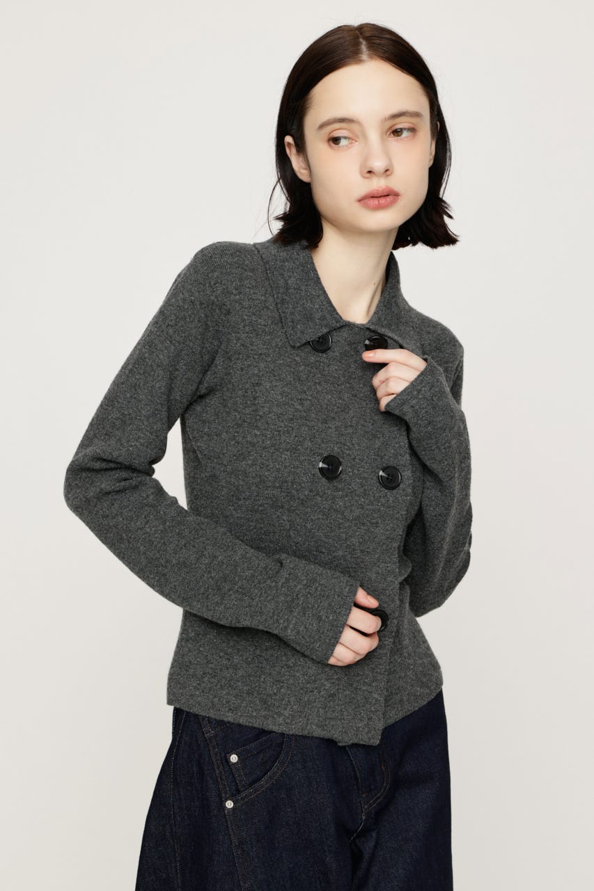 【AW PRE ORDER 第2弾】DOUBLE BUTTON KNIT ジャケット D/GRY FREE