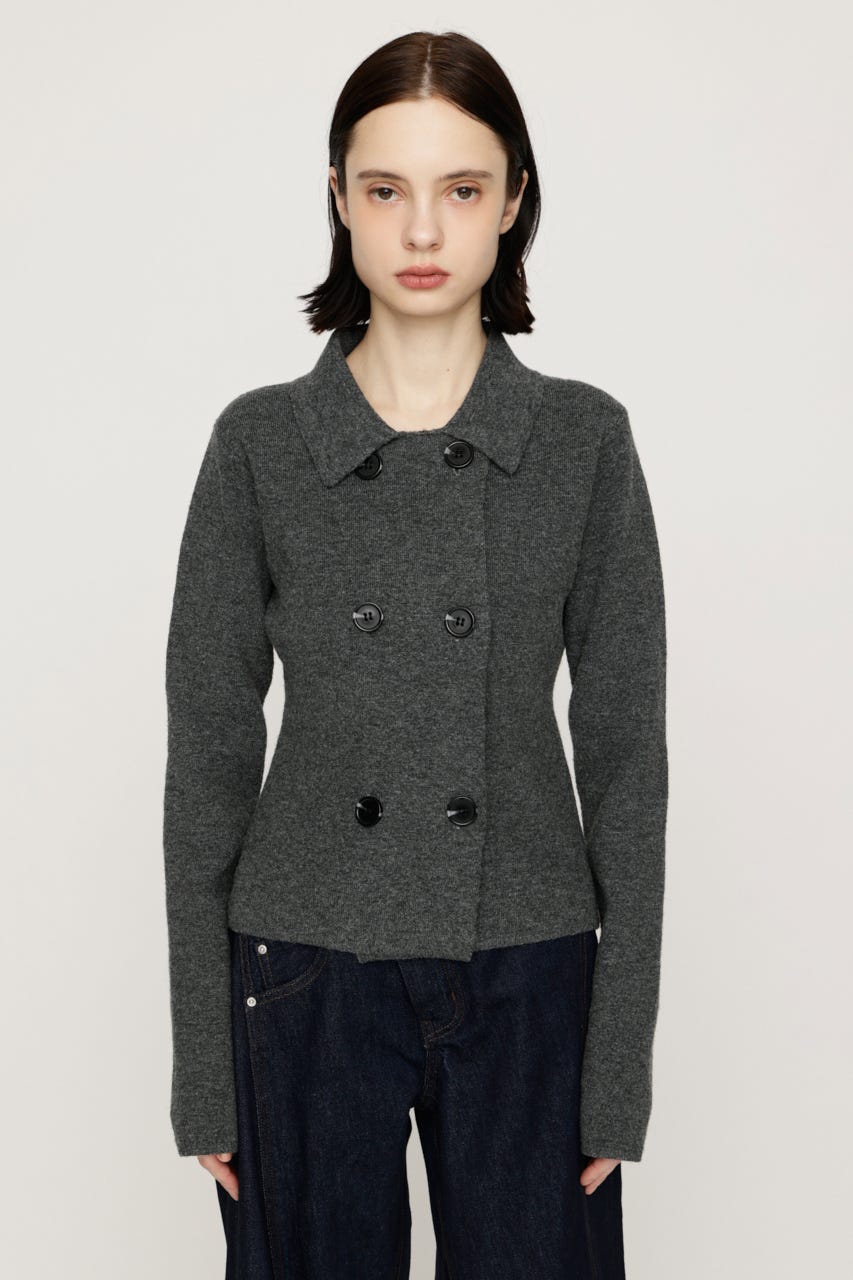 【AW PRE ORDER 第2弾】DOUBLE BUTTON KNIT ジャケット D/GRY FREE