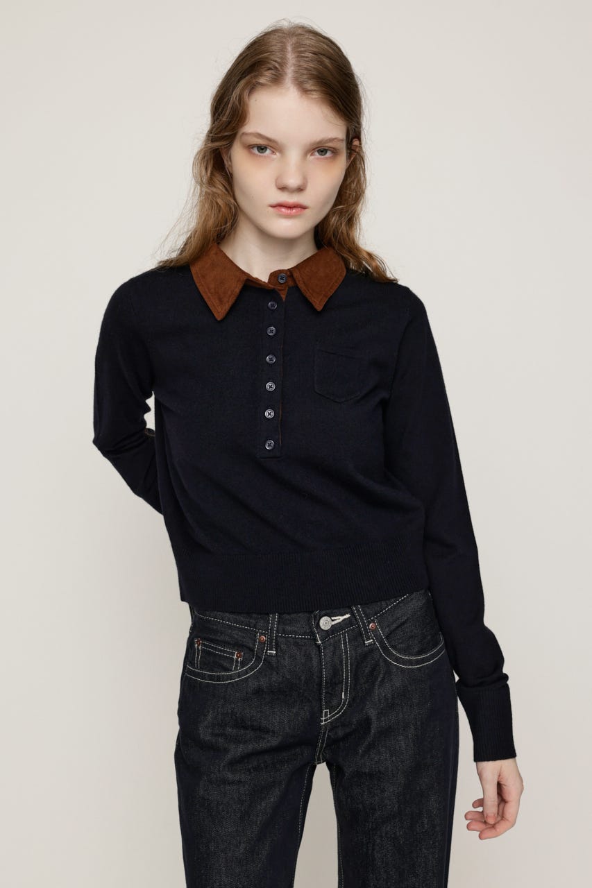 COLLAR DOCKING HG POLO トップス NVY FREE