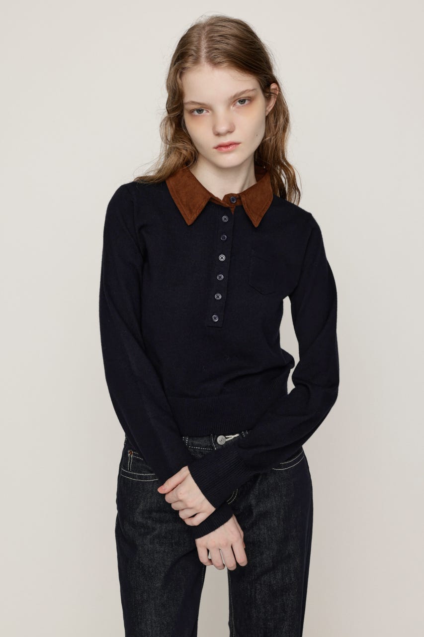 COLLAR DOCKING HG POLO トップス NVY FREE