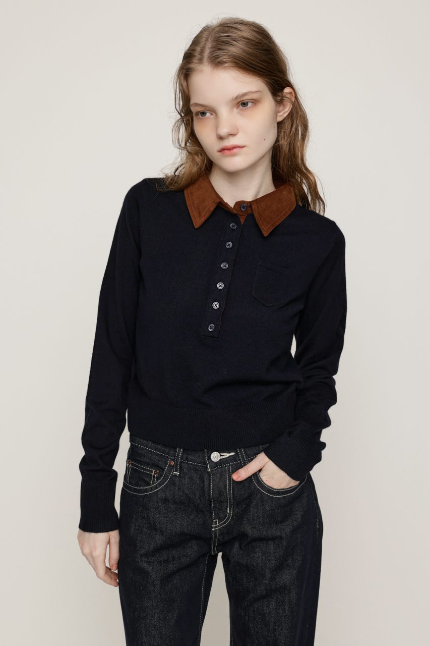 COLLAR DOCKING HG POLO トップス NVY FREE