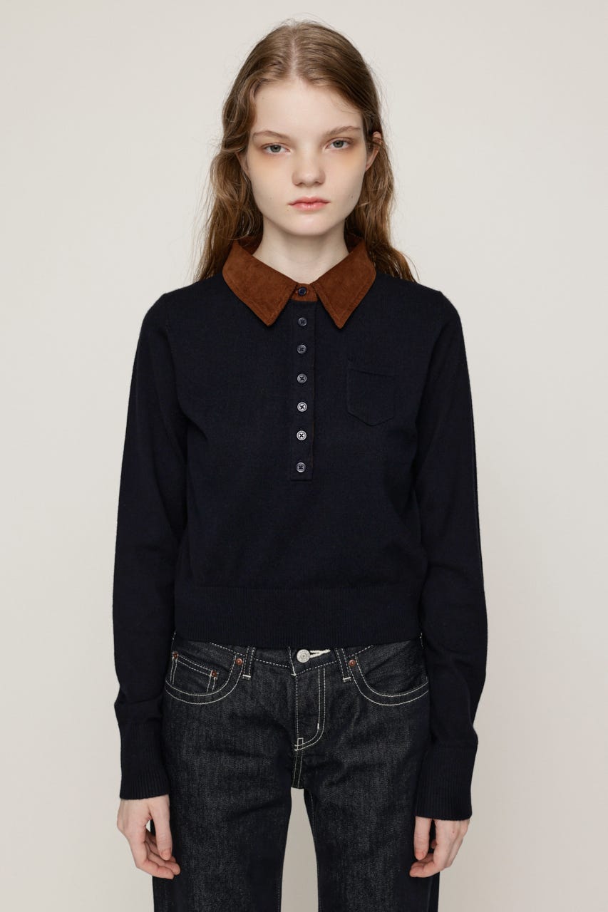 COLLAR DOCKING HG POLO トップス NVY FREE