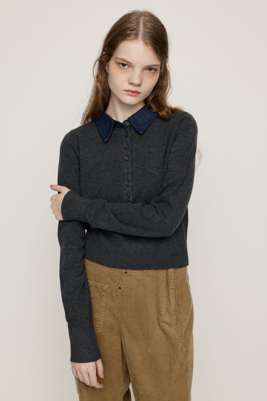 COLLAR DOCKING HG POLO トップス T.GRY FREE