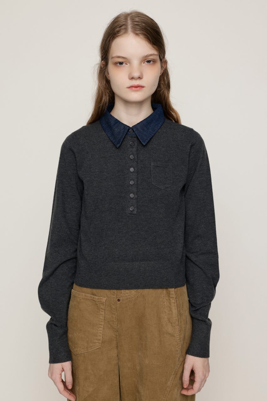 COLLAR DOCKING HG POLO トップス T.GRY FREE