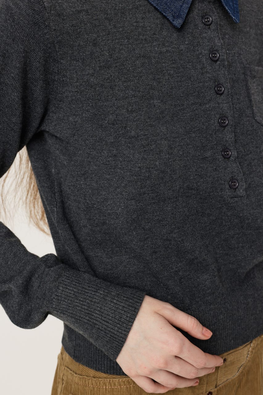 COLLAR DOCKING HG POLO トップス T.GRY FREE