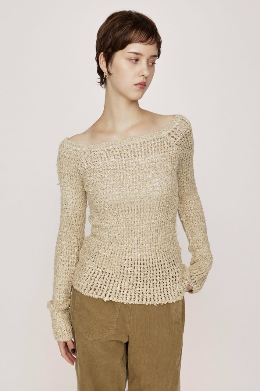 OFFSHOULDER MESH トップス IVOY FREE