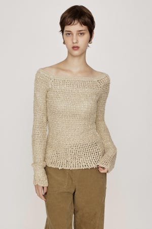 OFFSHOULDER MESH トップス