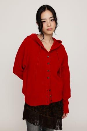 KNIT BUTTON HOODIE