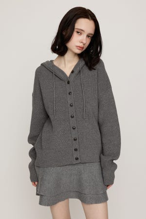 KNIT BUTTON HOODIE